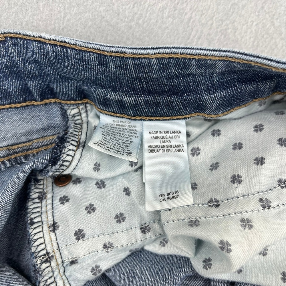 Lucky Brand Emma Crop Jeans Womens 20W Blue Medium Wash Distressed Raw Hem Denim - Picture 9 of 16